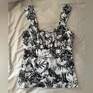 black and white floral top white house black market